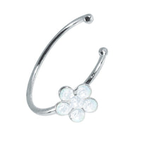 Cargar imagen en el visor de la galería, Nostril Piercing Nasenring 925 Sterling Silber Kristall Blume weiß Glitzer Kugelenden - chic - net.de
