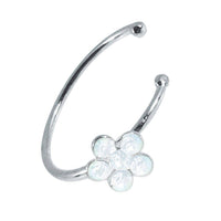 Cargar imagen en el visor de la galería, Nostril Piercing Nasenring 925 Sterling Silber Kristall Blume weiß Glitzer Kugelenden - chic - net.de
