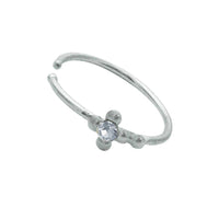 Cargar imagen en el visor de la galería, Nostril Piercing Nasenring 925 Sterling Silber Kristall Kreuz weiß Glitzer Kugelenden - chic - net.de
