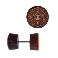 Cargar imagen en el visor de la galería, Fake Holz Plug Piercing Edelstahl Inlay Türkis Perlmutt verschiedene Motive
