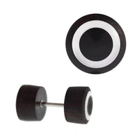 Cargar imagen en el visor de la galería, Fake Holz Plug Piercing Edelstahl Inlay Türkis Perlmutt verschiedene Motive
