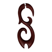 Load image into Gallery viewer, Fake Piercing Sawoholz Edelstahl handgeschnitzt groß braun rotbraun Dehner
