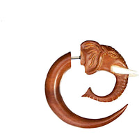 Load image into Gallery viewer, Fake Piercing Ohrring Elefant Rosenholz Bone Edelstahl

