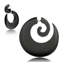 Cargar imagen en el visor de la galería, Fake Piercing Ohrring Narra Holz Spirale breiter werdend
