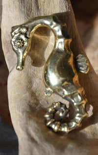 Load image into Gallery viewer, Ohrgewicht 4mm Hook Dehner Messing Seepferdchen 40mm - chic - net.de
