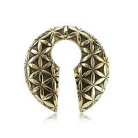 Load image into Gallery viewer, Ohrgewicht Brass 12mm Blume des Lebens Schlüsselloch - chic - net.de

