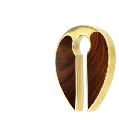 Ohrgewicht Brass 14mm Tropfen Schlüsselloch Holz Inlay - chic - net.de