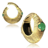 Load image into Gallery viewer, Ohrgewicht Brass 6mm Clicker Piercing grüne Jade Creole - chic - net.de
