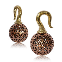 Cargar imagen en el visor de la galería, Ohrgewicht Kugel Lebensblume 4mm Piercing Brass Ohrring gold Hook Bronze rötlich - chic - net.de
