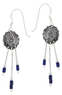 Load image into Gallery viewer, Ohrhänger Perlen Lapis blau Scheibe Stäbe Sterling Silber Indianer Schmuck - chic - net.de
