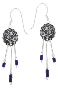 Load image into Gallery viewer, Ohrhänger Perlen Lapis blau Scheibe Stäbe Sterling Silber Indianer Schmuck - chic - net.de
