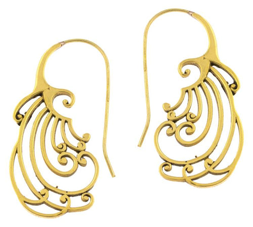 Ohrhänger Spiralen lange Bögen Messing Brass antik golden Tribal Piercing Ohrringe - chic - net.de