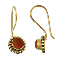 Load image into Gallery viewer, Ohrringe Blume Perlen 8 mm Karneol orange Messing Brass antik golden Tribal Ohrhänger - chic - net.de
