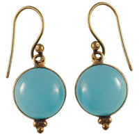 Load image into Gallery viewer, Ohrringe Chalcedon Kreis Dreieck Messing antik golden Damen Ohrhänger nickelfrei Schmuck - chic - net.de
