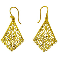 Load image into Gallery viewer, Ohrringe Drache umgedreht Ornamente Messing antik golden nickelfrei Tribal Brass Ohrhänger glänzend - chic - net.de
