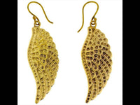 Load image into Gallery viewer, Ohrringe Flügel Engel Messing antik golden Tribal Ohrhänger nickelfrei Brass Schmuck Piercing - chic - net.de
