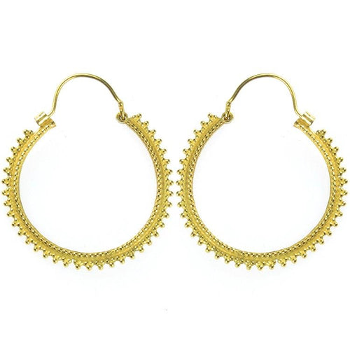Ohrringe hell Punkte Dreiecke rund Brass Messing antik golden nickelfrei Tribal Schmuck Piercing - chic - net.de