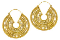 Load image into Gallery viewer, Ohrringe Kreis Lücke Band Punktemuster Messing Brass antik golden Tribal Schmuck - chic - net.de
