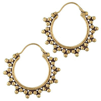 Load image into Gallery viewer, Ohrringe Kugel Dreiecke oxidiert Tribal Messing Brass antik golden nickelfrei Schmuck Piercing - chic - net.de
