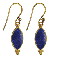 Load image into Gallery viewer, Ohrringe Mandel Lapis blau Messing antik golden Tribal Ohrhänger nickelfrei Brass Schmuck - chic - net.de
