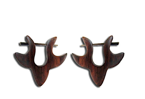 Ohrringe Narraholz Holz Creolen Horn Pin Stick Hirsch - chic - net.de
