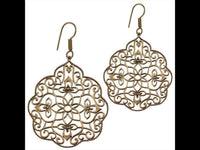Load image into Gallery viewer, Ohrringe Orientalisch Muster Schnörkel Blume Messing glänzend antik golden - chic - net.de
