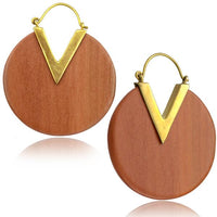 Cargar imagen en el visor de la galería, Ohrringe Sawo Holz Brass Bügel gold rund Zacke braun - chic - net.de
