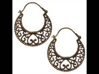 Load image into Gallery viewer, Ohrringe Spiralbögen Kreise Bögen Herz Messing antik golden Tribal Brass Schmuck - chic - net.de
