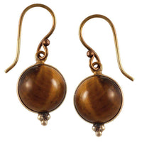 Load image into Gallery viewer, Ohrringe Tigerauge Kreis Dreieck Messing antik golden Damen Ohrhänger nickelfrei Schmuck - chic - net.de
