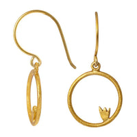 Cargar imagen en el visor de la galería, Ohrringe vergoldet Tulpe im Kreis 925er Silber matt 19 mm Goldschmiedearbeit - chic - net.de
