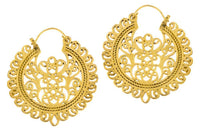 Cargar imagen en el visor de la galería, Ohrringe verschnörkelt Kreis Rand Messing Brass antik golden Tribal Schmuck - chic - net.de

