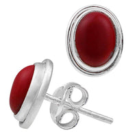Load image into Gallery viewer, Ohrstecker 925 Sterling Silber mit Onyx rot oval 8mm - chic - net.de
