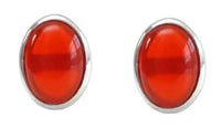 Load image into Gallery viewer, Ohrstecker 925 Sterling Silber mit Onyx rot oval 8mm - chic - net.de
