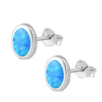 Load image into Gallery viewer, Ohrstecker 925 Sterling Silber oval Stein Muschel Rand - chic - net.de
