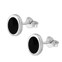 Load image into Gallery viewer, Ohrstecker 925 Sterling Silber oval Stein Muschel Rand - chic - net.de
