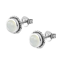 Load image into Gallery viewer, Ohrstecker 925 Sterling Silber Seilrand Stein rund - chic - net.de
