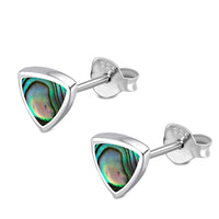 Load image into Gallery viewer, Ohrstecker 925 Sterling Silber Triangel Türkis Abalone - chic - net.de
