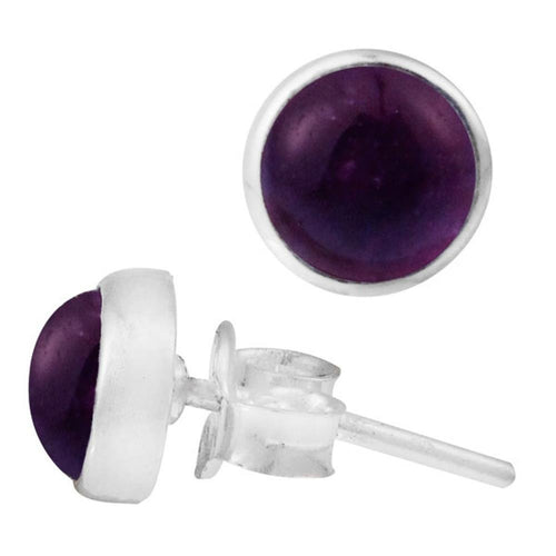 Ohrstecker Amethyst lila rund 8 mm 925er Sterling Silber Rand Stein Silberohrstecker - chic - net.de