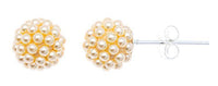 Load image into Gallery viewer, Ohrstecker creme rund Perlen Kugelohringe groß Kugelohrstecker 8 mm 925er Sterlingsilber - chic - net.de
