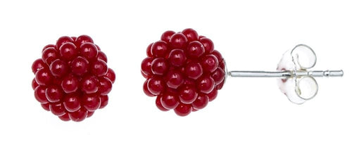 Ohrstecker dunkel rot rund Perlen Kugelohringe groß Kugelohrstecker 8 mm 925er Sterlingsilber - chic - net.de