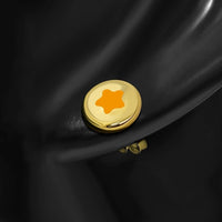 Load image into Gallery viewer, Ohrstecker Edelstahl Emaille gold orange Stern rund - chic - net.de
