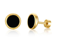 Load image into Gallery viewer, Ohrstecker Edelstahl Emaille Perlmutt Türkis Gold PVD - chic - net.de
