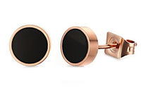 Load image into Gallery viewer, Ohrstecker Edelstahl Emaille Rotgold PVD schwarz weiß - chic - net.de
