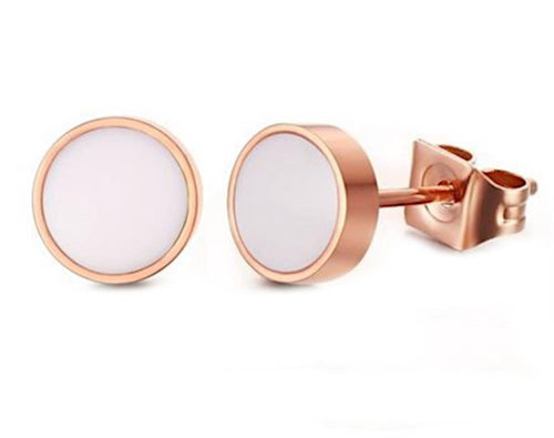 Ohrstecker Edelstahl Emaille Rotgold PVD schwarz weiß - chic - net.de