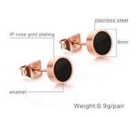 Load image into Gallery viewer, Ohrstecker Edelstahl Emaille Rotgold PVD schwarz weiß - chic - net.de
