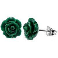 Load image into Gallery viewer, Ohrstecker Edelstahl Resin Rose Blume türkis grün gelb - chic - net.de
