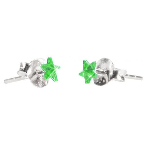 Ohrstecker Glas transparent hellgrün scheinend, 5 mm Ø, facettiert, glitzernd, 925er Sterlingsilber - Stift - chic - net.de