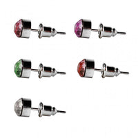 Load image into Gallery viewer, Ohrstecker Glas transparent hellgrün scheinend, 5 mm Ø, facettiert, glitzernd, 925er Sterlingsilber - Stift - chic - net.de
