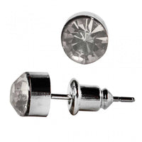 Load image into Gallery viewer, Ohrstecker Glas transparent hellgrün scheinend, 5 mm Ø, facettiert, glitzernd, 925er Sterlingsilber - Stift - chic - net.de
