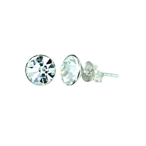 Ohrstecker Glas transparent weiß 4 mm Ø, facettiert, glitzernd, 925er Sterlingsilber - Stift - chic - net.de